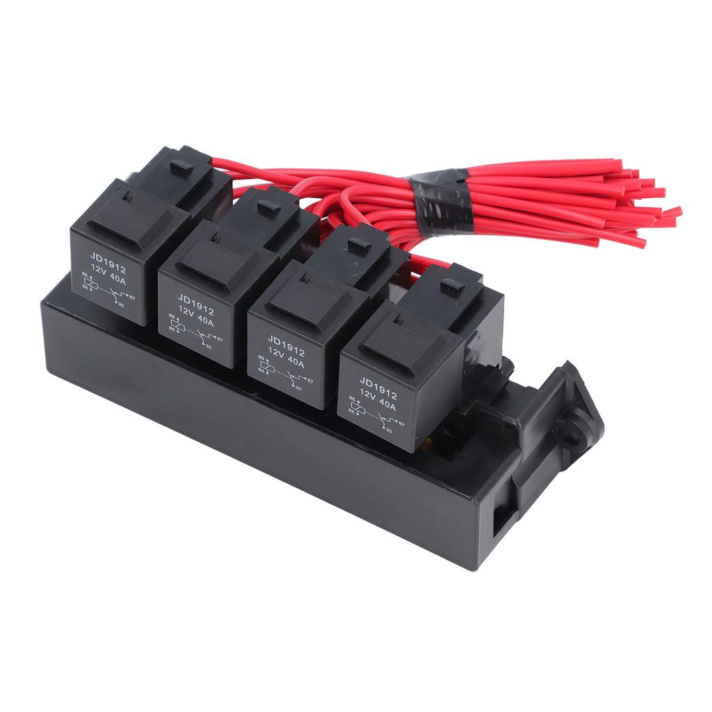 15 Slots Blade Fuse Relay Box Kit Waterproof 4 Pin Relay Block Fuse Set for Bus Boat 12V 40A