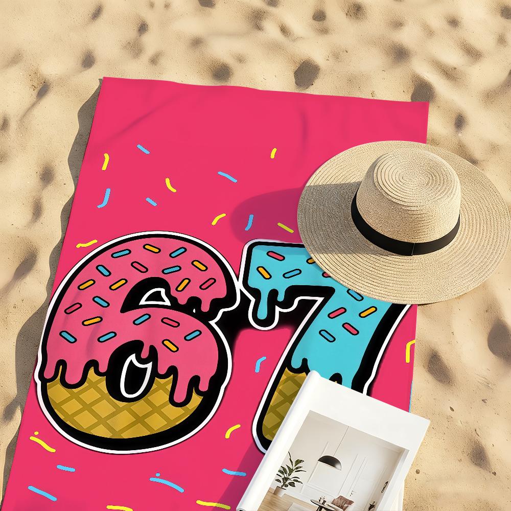 Funny Six Seven 67 Towel Sports Quick Dry Travel Camping Gear Sandproof Soft Light Large Beach Towel