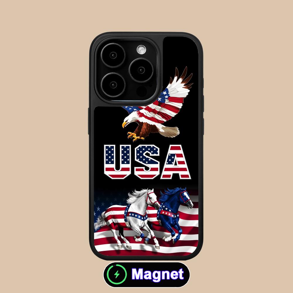 

USA America Flag Matte Surface Magsafe Mobile Phone Case for iPhone 17 16 15 14 13 12 11 Air Pro Max Plus Colorful Cover iPhone 11