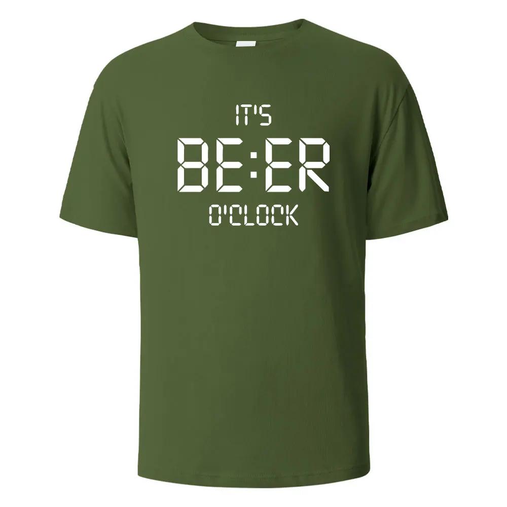 

It s Beer O clock Print T-Shirt 100% Cotton Summer Tees For Men Women Oversize Casual Tops 4XL