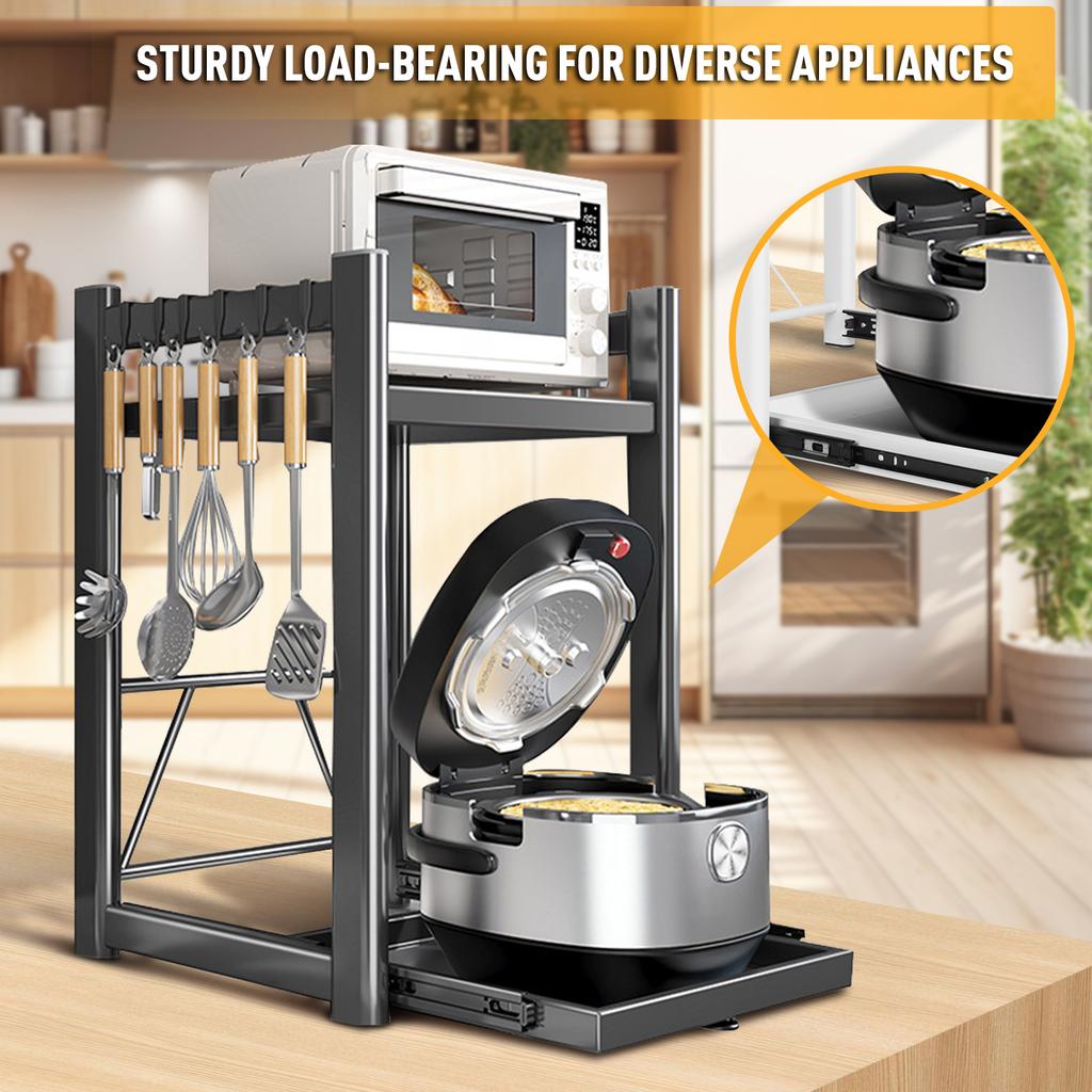 Drawer Oven Storage Rack Space Saving Pull-Out Storage Rack Microwave Oven Storage Rack for Utensils Seasonings Small Items