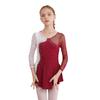 Girls' Ice Skating Leotard Dress Kids Long Sleeve Shiny Rhinestone Ballet Gymnastics Dance Clothes