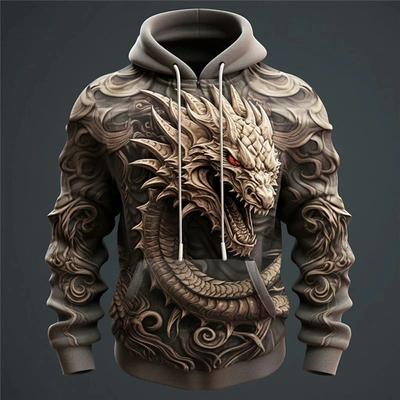 3D Mikiny s potlačou draka pre mužov Hip Hopový trend Harajuku Streetwear Jeseň Nové Mikiny Nadrozmerné Ležérne Pulóvrové Topánky