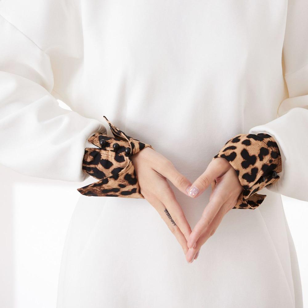 Commute Fake Hand Sleeves Comfortable False Wrist Cuffs Leopard Print Shirt Fake Collar  Office