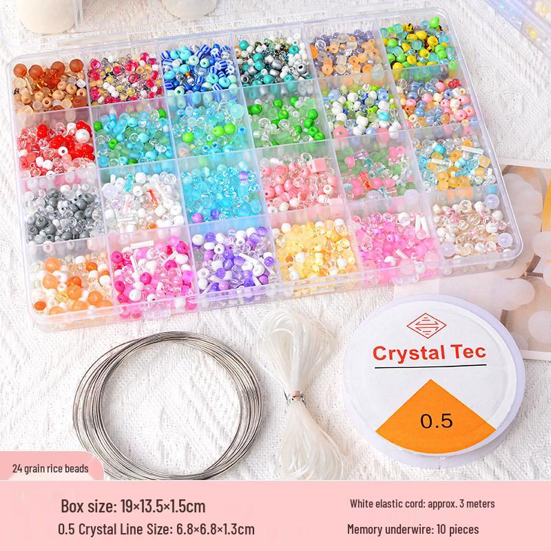 24-Compartment Mixed Color Rice Bead Gift Box for DIY Jewelry: Glass Beads for Bracelets & Necklaces
