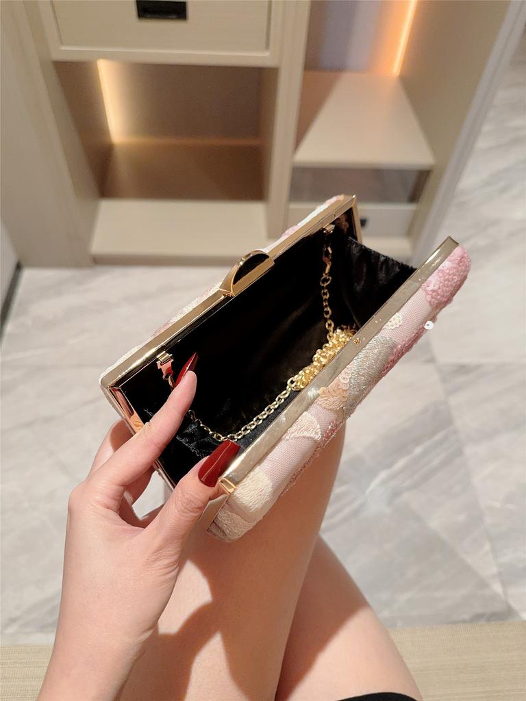 Cross-Border Sequin Embroidery Flower Chain Clutch Bag Chain Bag Spring and Summer Fashion Trendy Women's Bag Crossbody Bag