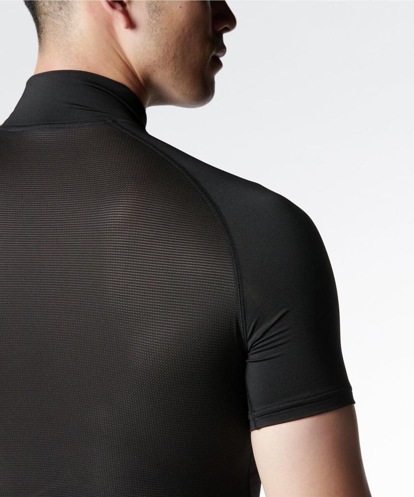 [Under Armour] Baseball Baselayer UA Heat Gear Armor Kompressions-Kurzarm-Mock Herren Schwarz LG