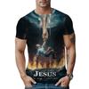 Camiseta Talla Grande para Hombre Camisetas Gráficas de Jesús Camiseta de Cuello Redondo con Estampado de Cruz para Hombre Manga Corta Camiseta de Verano para Hombre Ropa Urbana para Hombre