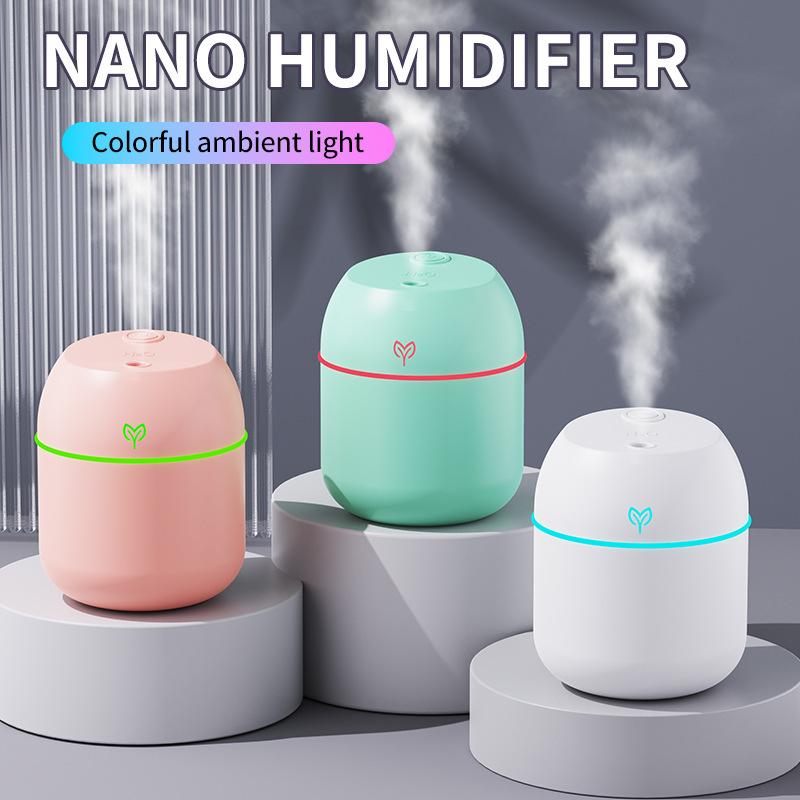 Mini Car Humidifier RGB Color Night Light USB Portable Silent Air Humidifier Home Office Desktop Aroma Diffuser D-01 - White