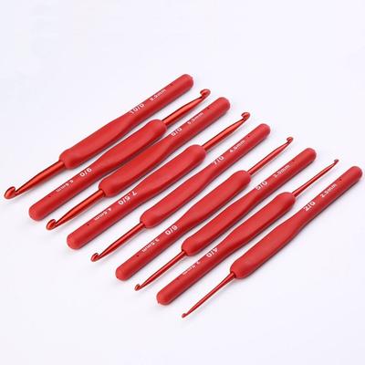 Agulhas de crochê de silicone com cabo de agulha de alumínio fosco feito à mão faça você mesmo cabeça de gancho crochê suéter tecelagem tricô ferramenta de costura