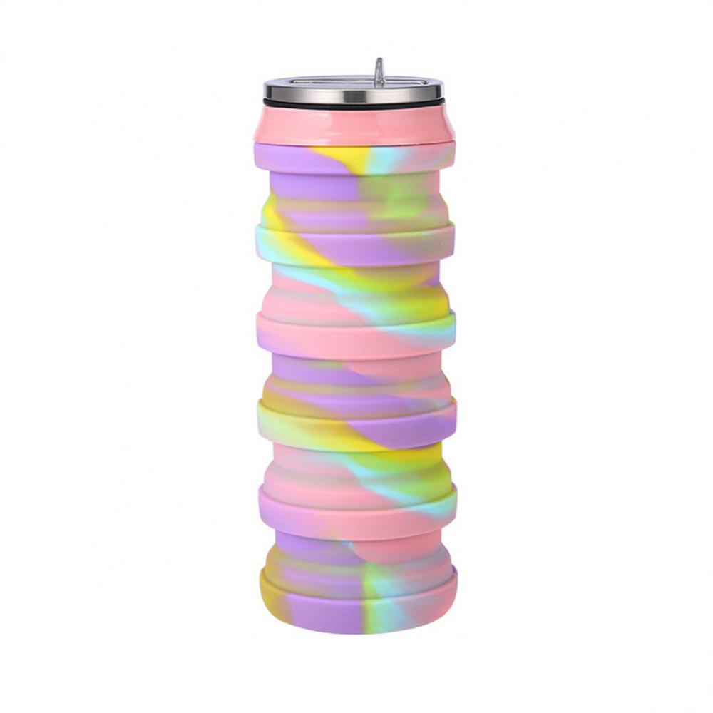 Collapsible Silicone Water Cup Food Grade Silicone Plastic Heat Resistant Cold Resistant Lightweight Foldable Multicolored