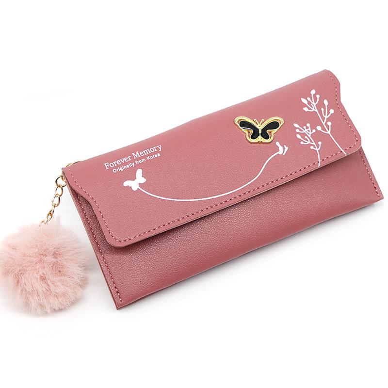 Women's Long Wallet with Butterfly and Flower Design