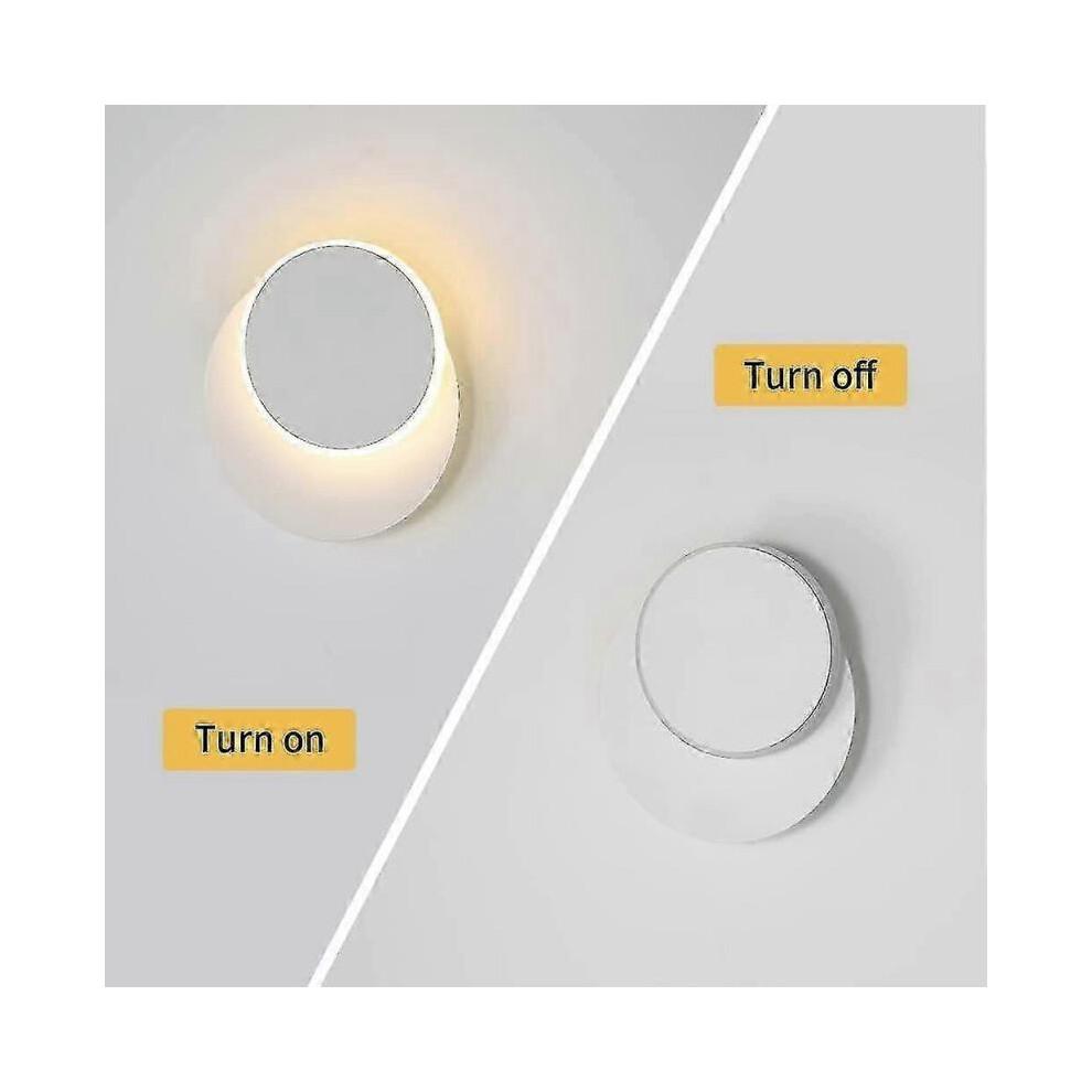 Wandleuchte für Innenbereich 8W Weiß, Moderne LED-Wandleuchte, Kreativ 2 in 1, 360° drehbar, Warmweiß 3000K, L