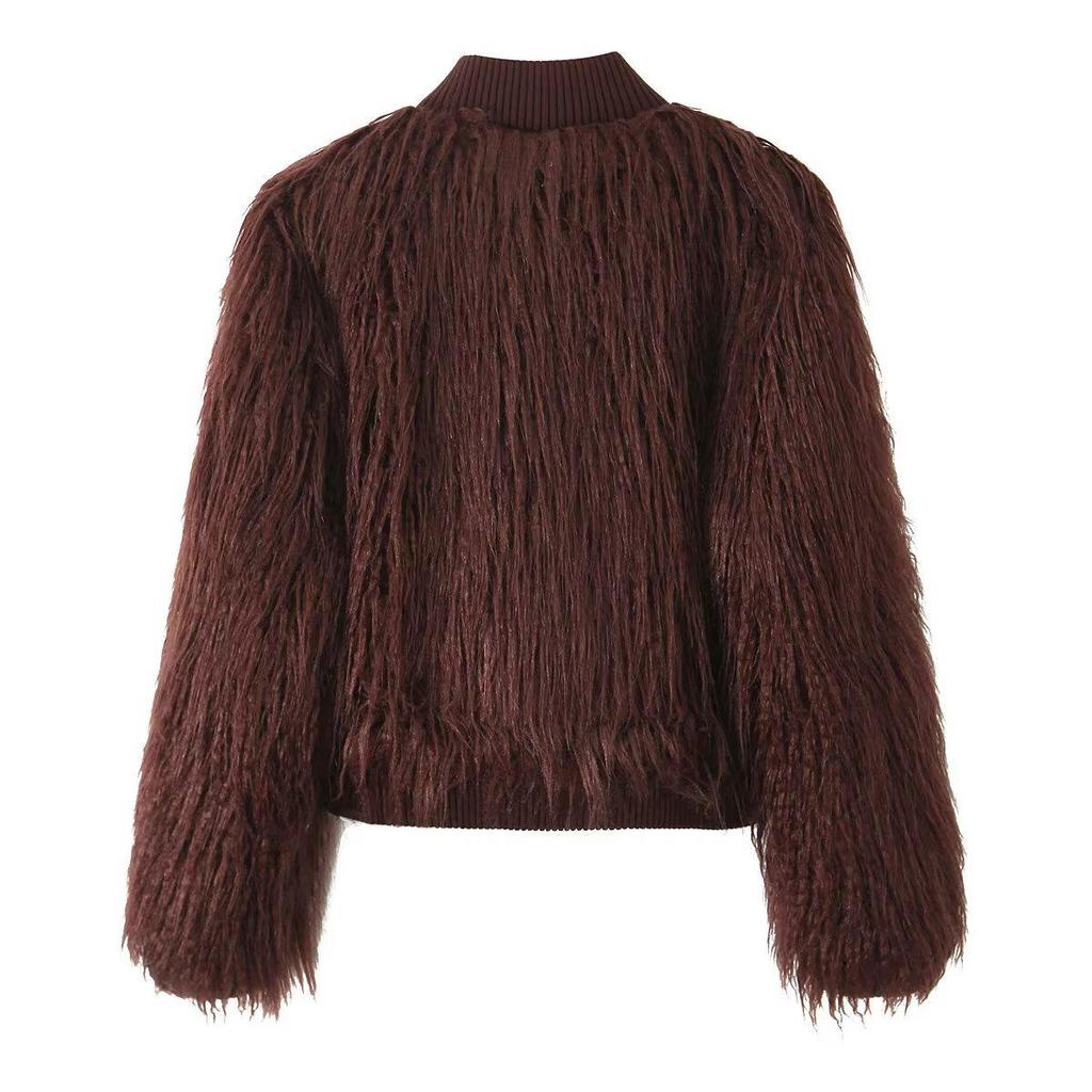 European & American Women's Spring 2025 Faux Fur Knit Cardigan