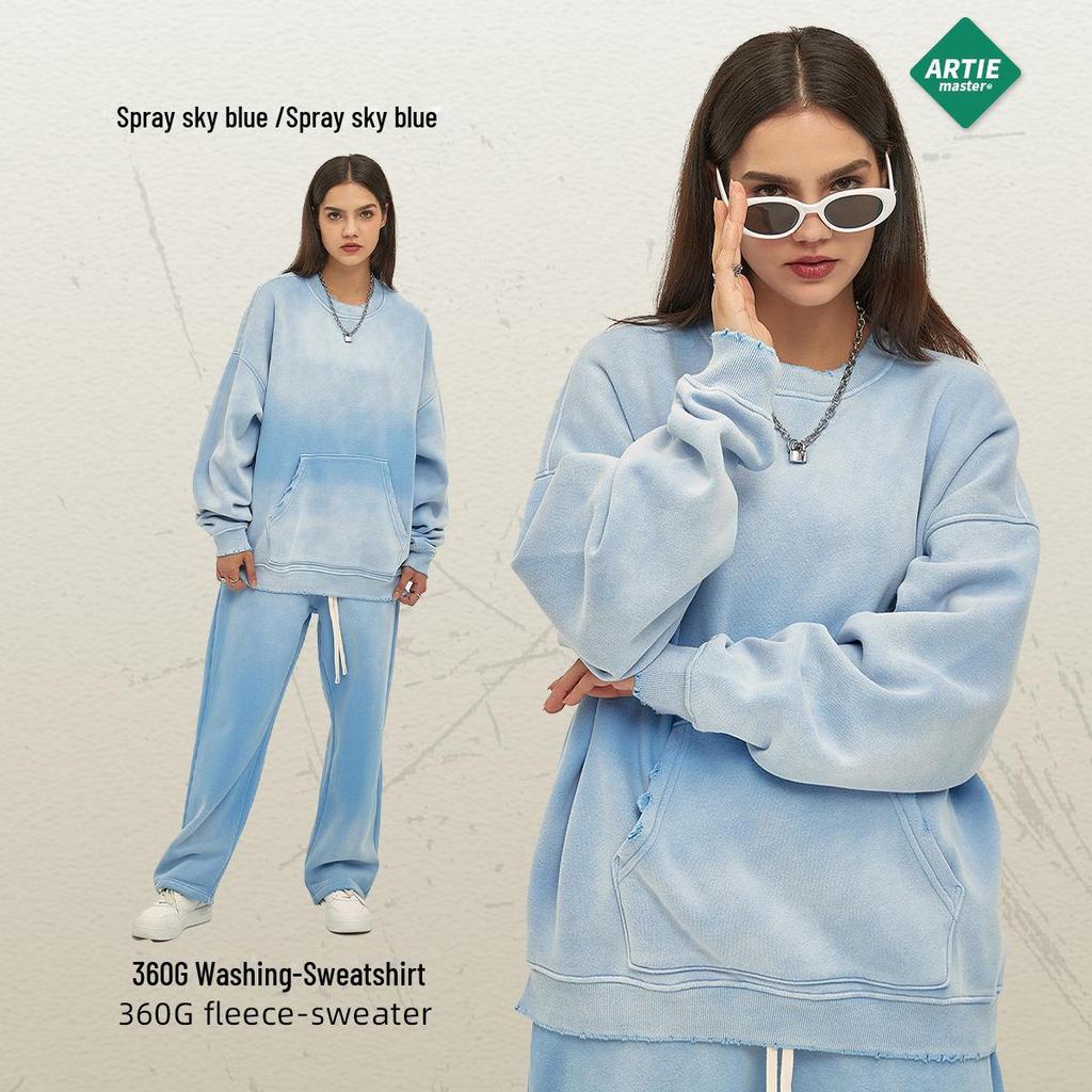 ARTIE Men's 2023 Fall/Winter Spray-Dyed Washed Sweater & Pants Set