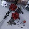 Bracelet Halloween Necklace Exaggerated Gothic Earrings Lace Flower Jewelry Set  Halloween Costume