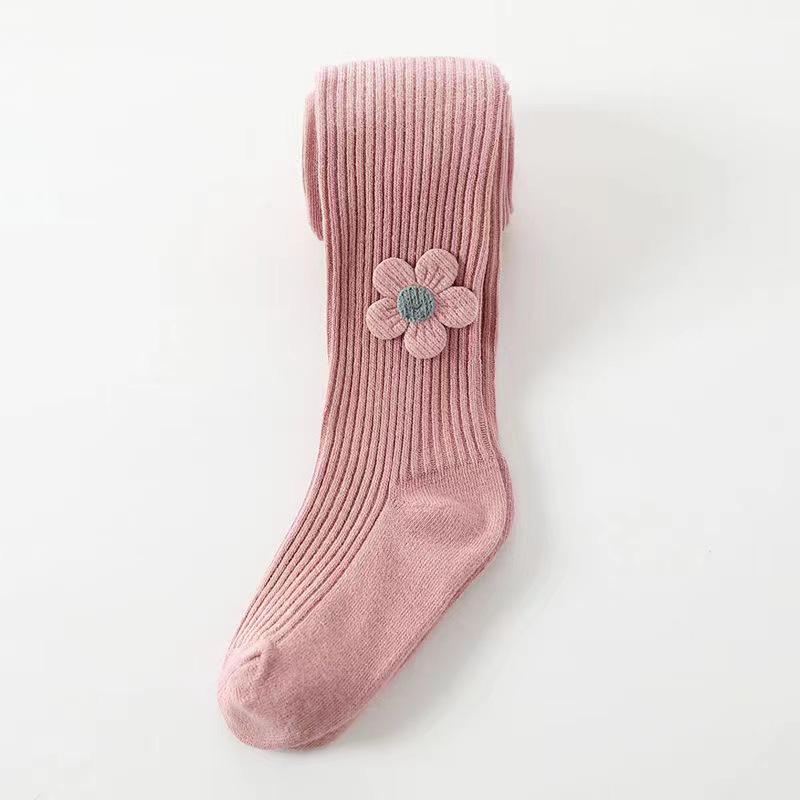 "Children's Embroidered One-Piece Pantyhose for Girls (0-4 Years) with Baby Foot Socks"