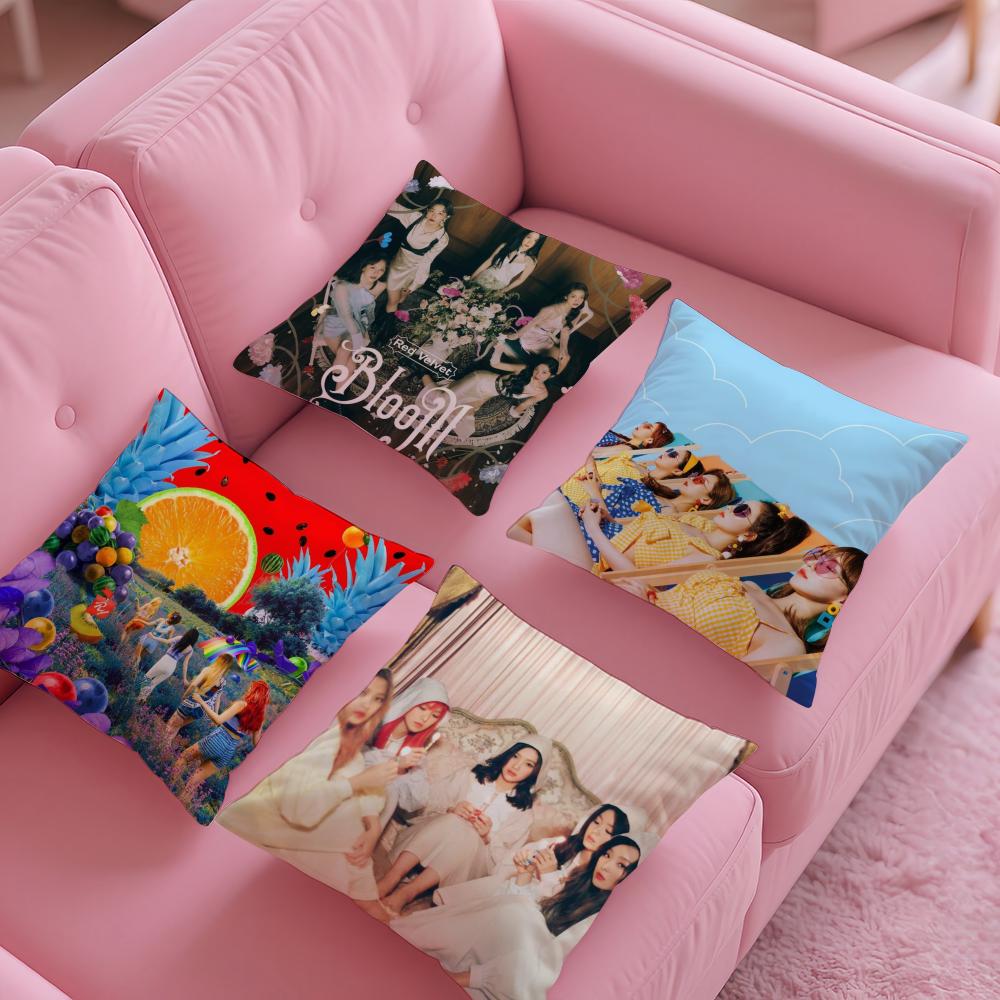 R-rot V-Samt Girlgroup Album Kissenbezug Seidig Kurzer Plüsch mit Unsichtbarem Reißverschluss Staubdicht Sofa Kissenbezug für Heimdeko