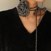 Elegant Flower Clavicle Chain Korean Style Leopard Print Chocker Chiffon Necklace  Women