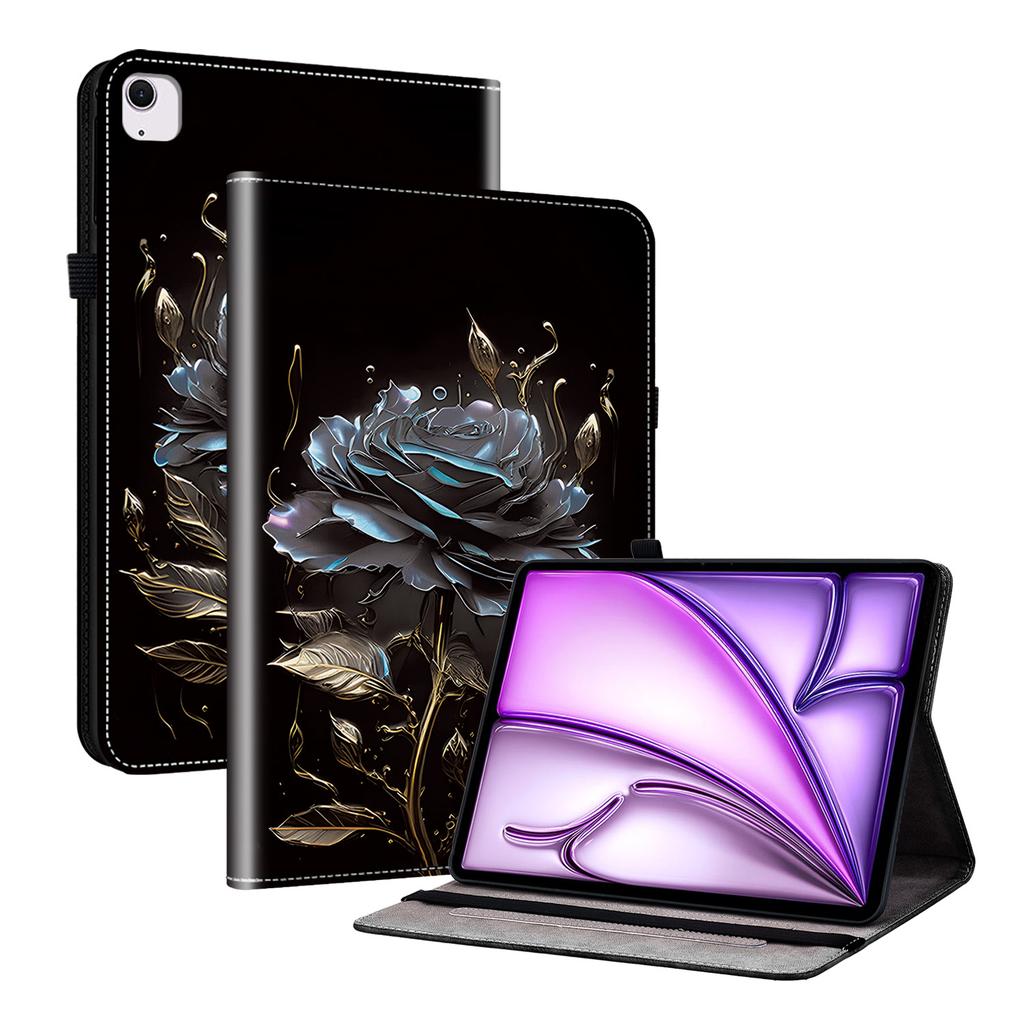 Für iPad Air 13 (2025)/(2024) Ständerhülle Musterdruck PU-Leder Folio Tablet-Hülle mit Kartenhalter