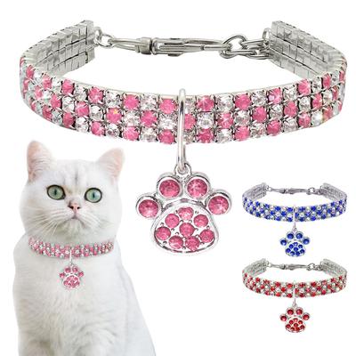 Collier pour animaux de compagnie avec diamants Réglable Cristal Diamant Élastique Pendentif Os Chats Chiens Collier pour animaux de compagnie Déguisement Accessoires pour chiens