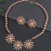 3pcs Draweye Flowers Zircon Sets Zircons Evening Partyy Wedding Bridual Earrings for Women Vintage Fashion Elegant