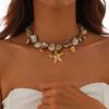 Starfish Conch Pendant Irregular Chain Necklace Bohemian Jewelry  Summer Beach Vacation
