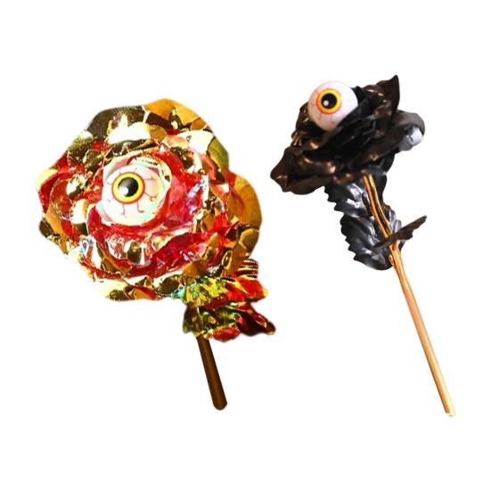 Halloween Faux Rose with Eyeballs Gothic Artificial Eyeball Rose Flower Bouquet for Flower Arrangement Halloween Home Decoration