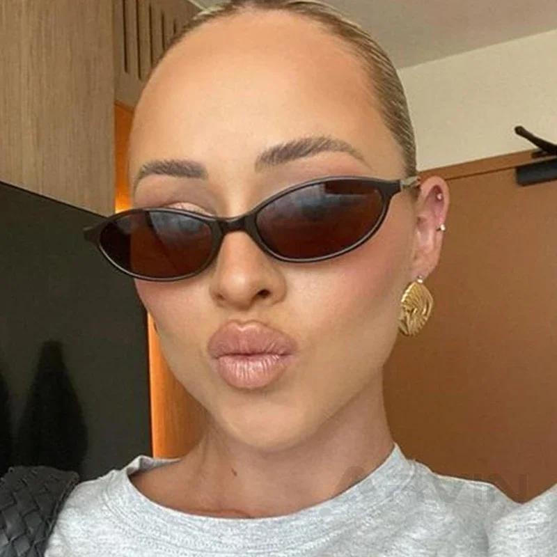 Sexy Small Oval Women'S Sunglasses New Fashion Black Brown Sun Glasses Ladies Shades Trends Summer Unique Eyewear Men