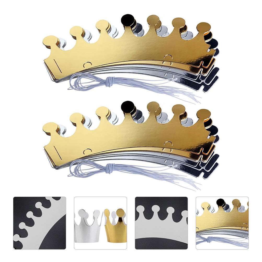 20 Pcs Birthday Hat Paper Cap Crown Party Children Metal Foil Kids Adults Headwear