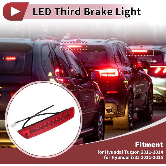 LED Third Brake Light with Harness for Hyundai Tucson 2011-2014 927002S000 Red 3rd High Mounted Stop Lamp for Hyundai Ix35 2011-2015 Rear Center High