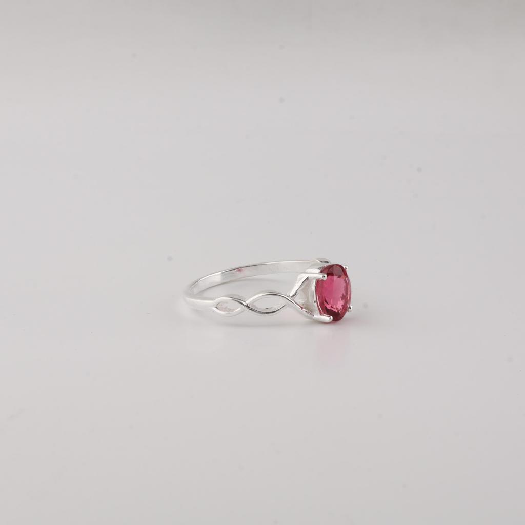 Pink Rubellite Gemstone 925 Sterling Silver Elegant Prong Set Ring For Women CZR-16-15