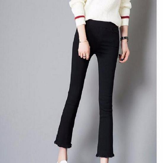 Women s High-Waisted Black Micro Flare Nine-Point Pants - Autumn 2026 Collection XXL