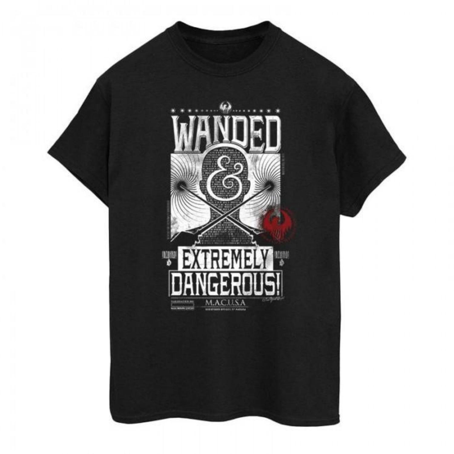 Fantastic Beasts And Where To Find Them Womens_Ladies Wanted Extremely Dangerous Cotton Boyfriend T-Shirt XXXXL