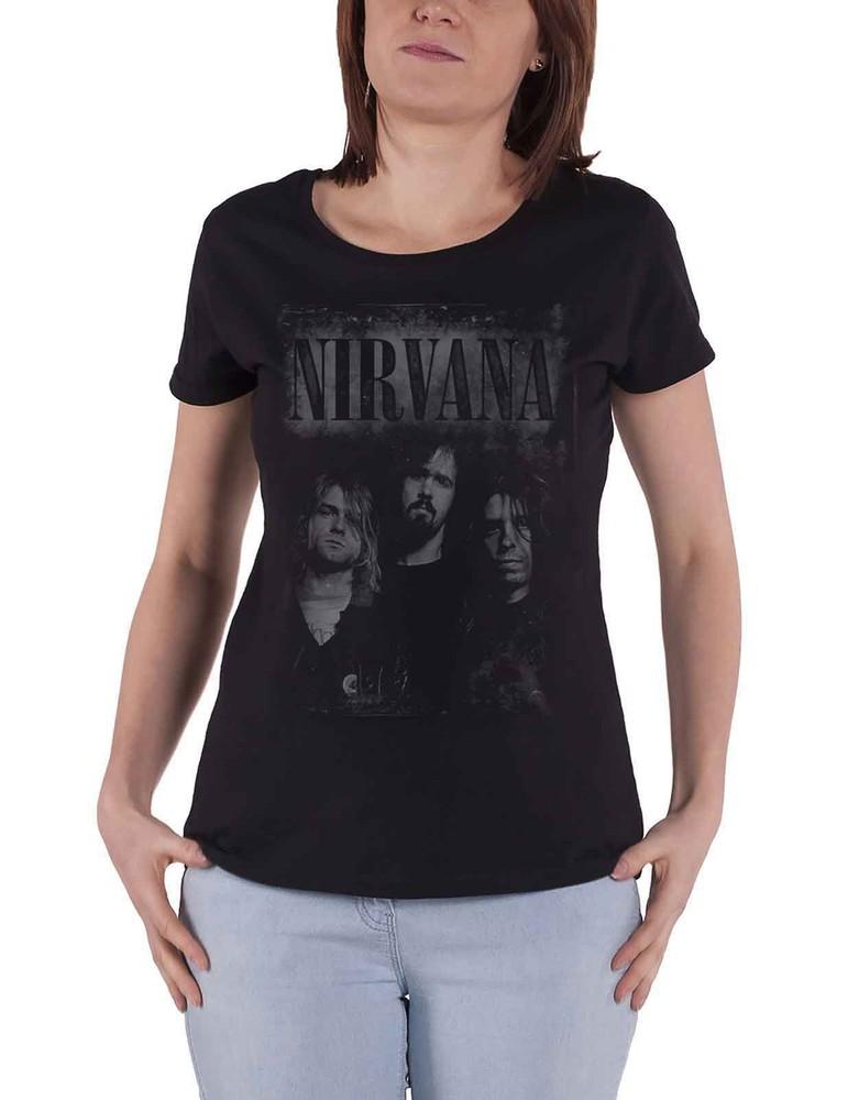 

26 Nirvana T Shirt Faded Faces Band Logo new Official Womens Skinny Fit Black Size Unisex T-Shirt XXXXL