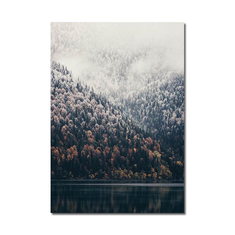Nordic Poster Nature Landscape Canvas Painting Wall Art Mountain Lake Deer Print Decorative Pictures for Living Room Home Decor