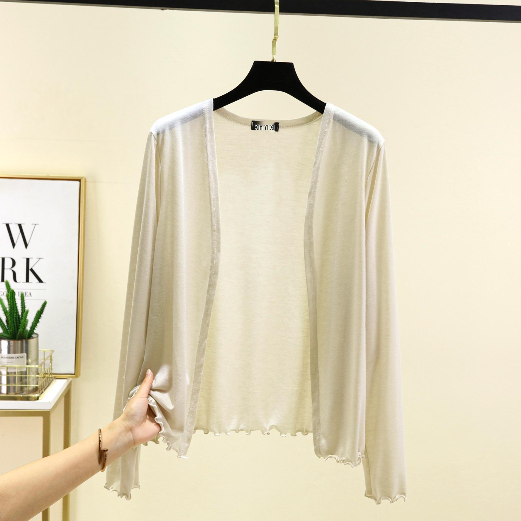 

Женская куртка из тенселя 2025 года: Легкий, Универсальный, Приталенный кардиган на весну/лето, Доступны большие размеры M бежевый