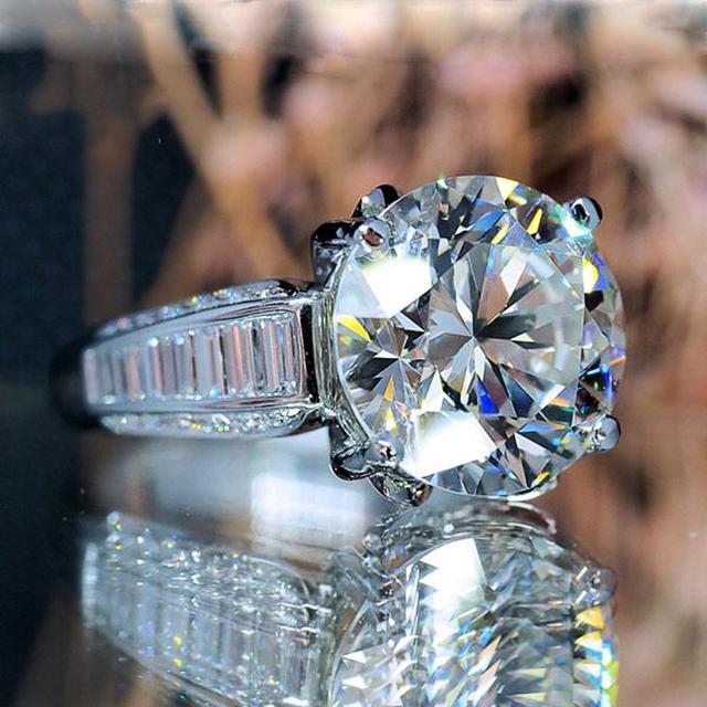 New Luxury 11MM Round Cubic Zirconia Women Rings Engagement Wedding Accessories Simple Elegant Lady's Ring Classic Jewelry