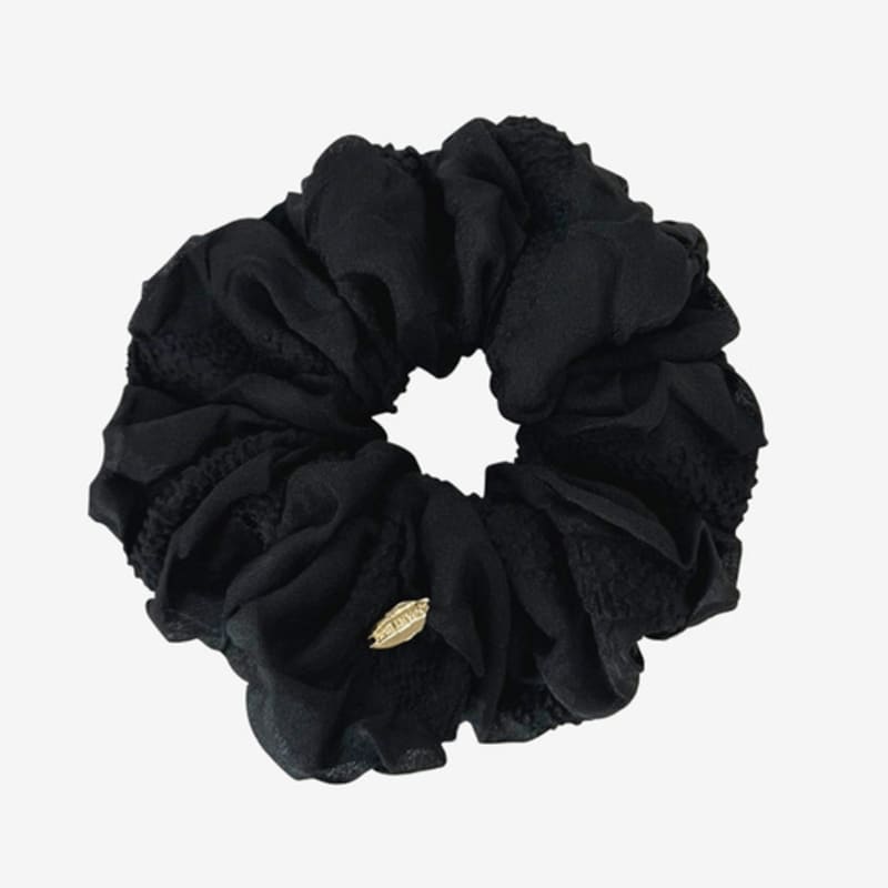 

quartevv Монгольская резинка-скранч с оборками - черная black