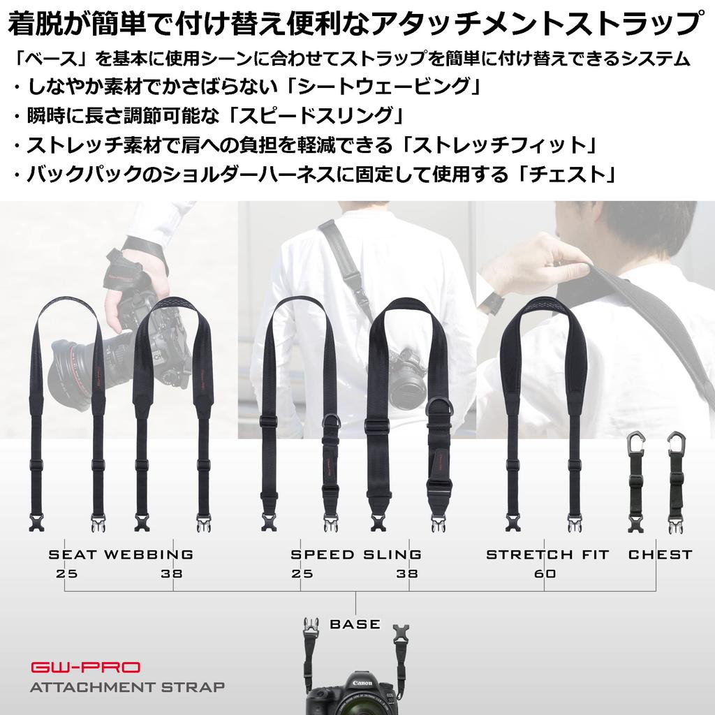 HAKUBA Attachment Strap Speed Sling 25 AZ 25mm Adjustable Black GW-PRO AMZKST-GWATSS25 Wide, Stretch, Rapid-Fire Strap,