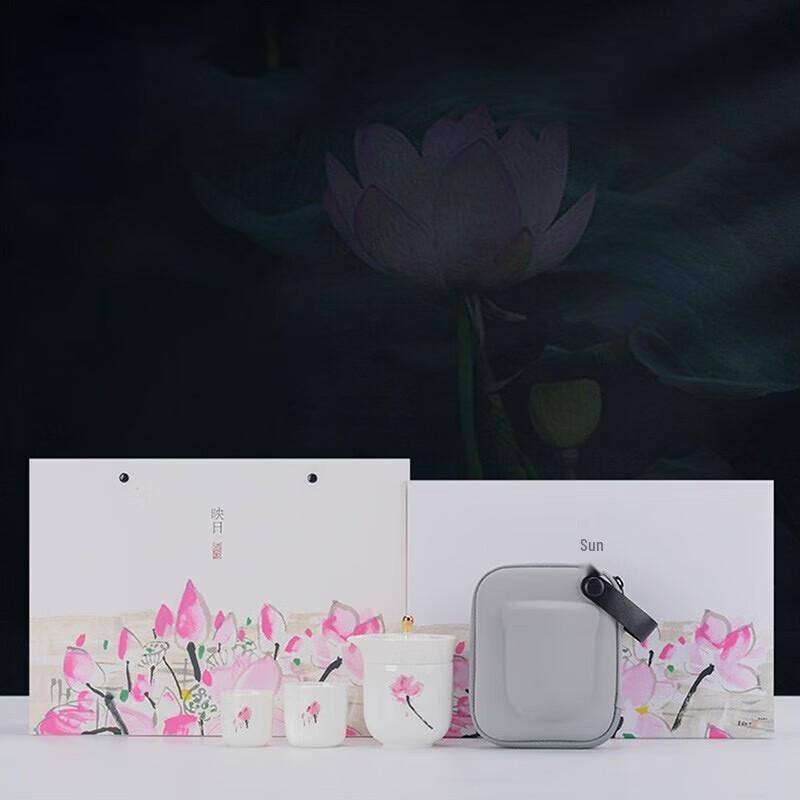 Horned Pansy Red Lotus Portable Ceramic Quick Serve Tea Set