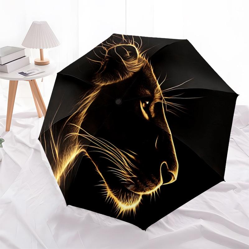 1pc Lion Head Automatic Folding Umbrella Durable Iron Frame,All Seasons Home Travel Outdoor Multifunctional Umbrella Yy251115074