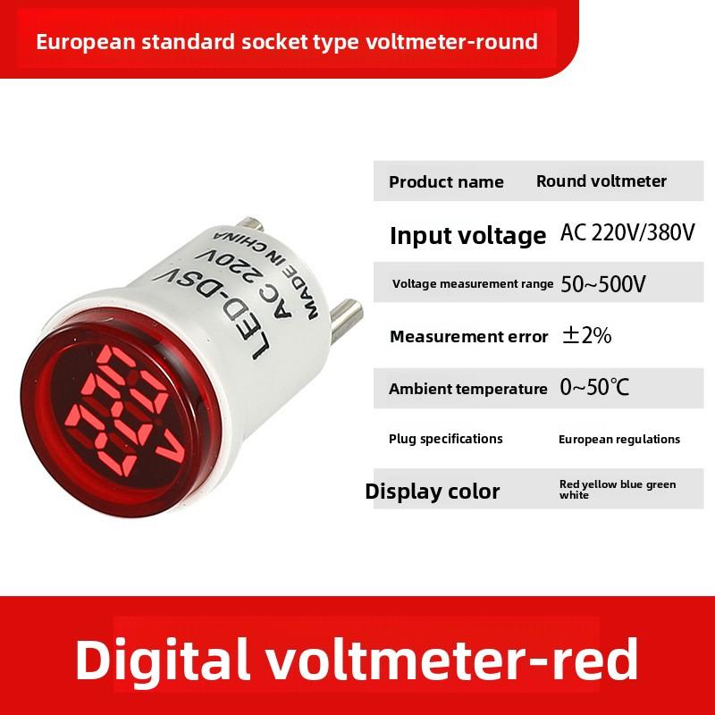 Digital AC Voltmeter Indicator, Digital Voltmeter, No Wiring Required, Euro Plug, Voltage Measurement RangeAC220V/230V