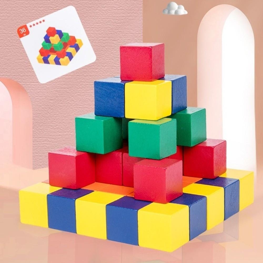Wooden Material Cube Block Toy Portable Brain Development Toy Educational Toy  Educational Use