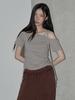 SWAYGLOW Eyelet Strap Off-Shoulder T-Shirt (Be)
