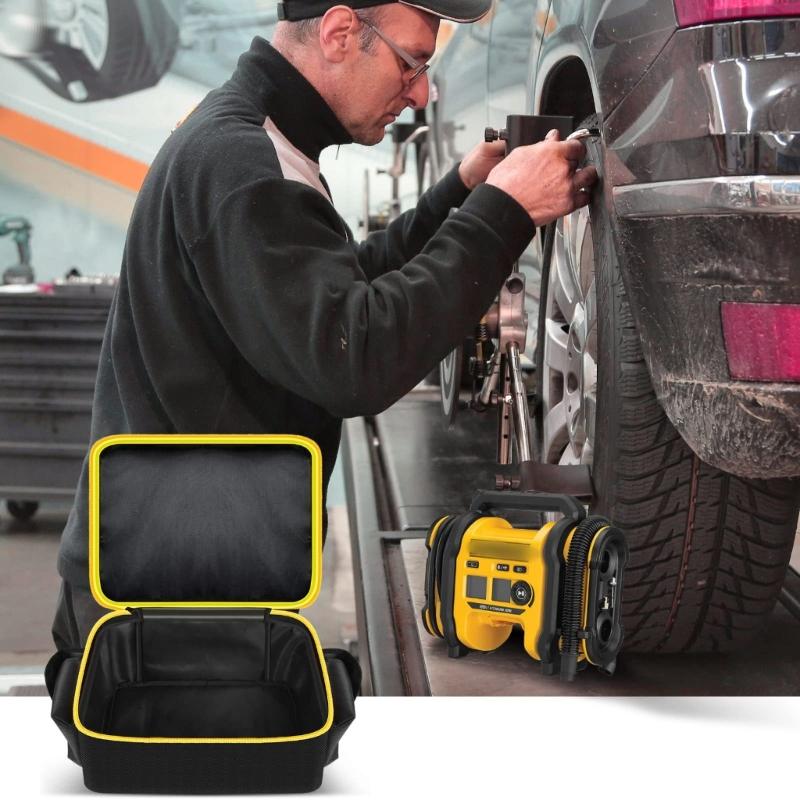 Cordless Tool Storage Holder Organizer Protective Case for 20V Tire Inflator with Pocket Air Compressor Carrying Bag