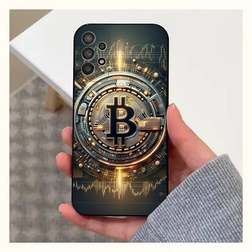 Bitcoin Digital Currency Phone Case For Samsung S22,S21,S20,S10,S9,S25,S24,S23,Ultra,FE,Plus,Lite,Soft Silicone Black