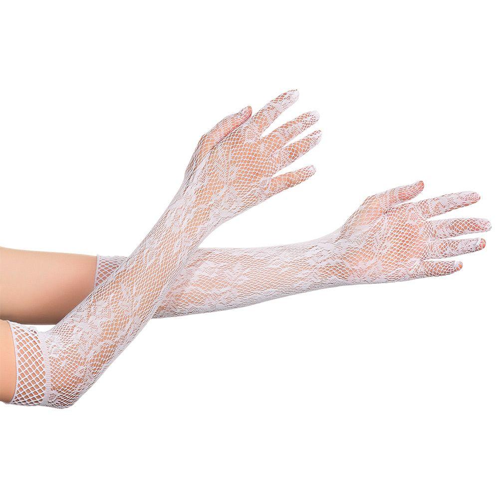 Braut Mesh Floral Dehnbar Weihnachten Halloween Handschuhe Gothic Punk Fäustlinge Kostüm Spitzenhandschuhe