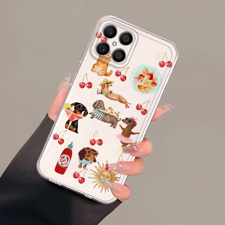 Cartoon Katze und Hund Weiche Handyhülle für Honor X8 X8b X9b X8a X9a X7b 90 Lite