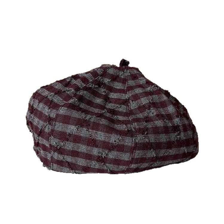 Retro Literary And Artistic Plaid Beret Women'S Versatile Face Small Octagonal Hat Temperament Painter Hat Pumpkin Hat